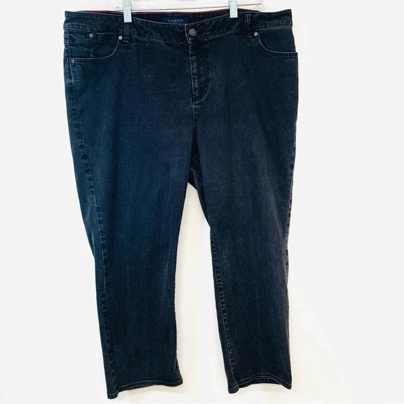 Talbots Jeans Woman 18W Heritage  Straight Black Faded Front‎ Zip Pockets Casual - Picture 1 of 12